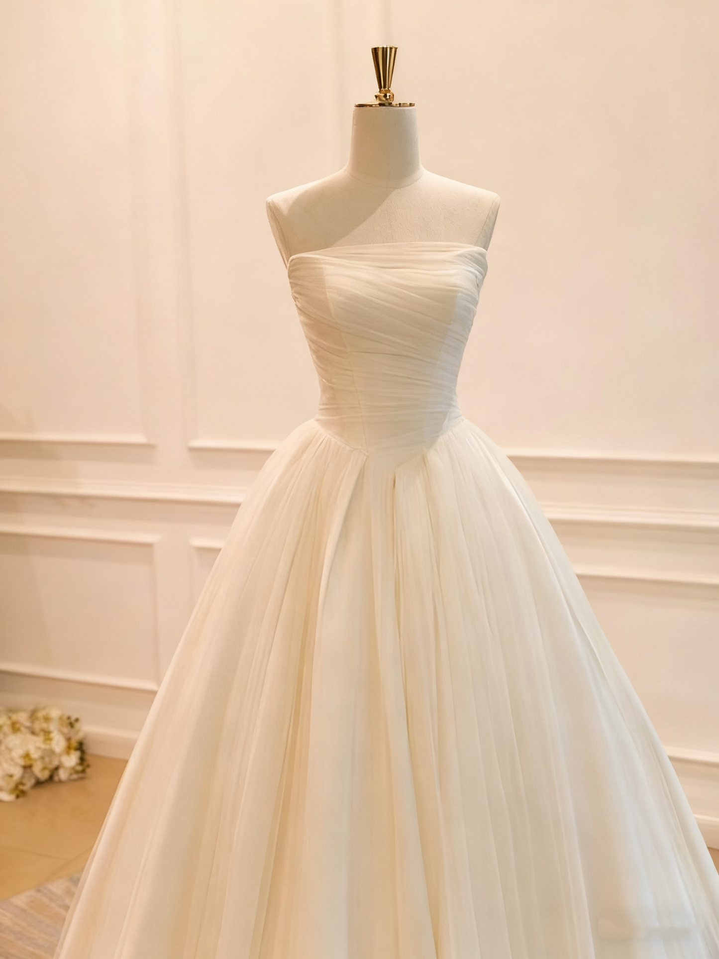 Robe de mariée beauté A-Line, décolleté en cœur, plissée, D3302