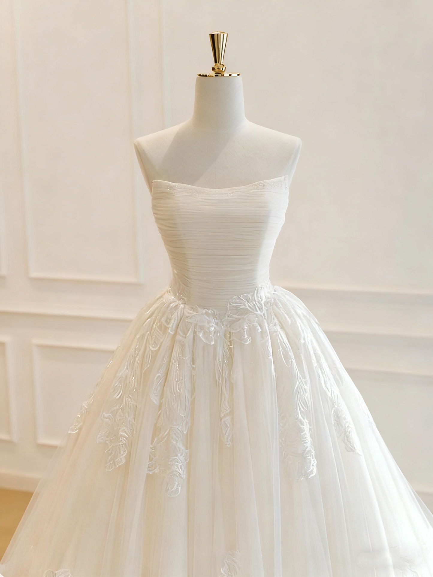 Beauty Brautkleid A-Linie Herzausschnitt Plissee Brautkleid D3302