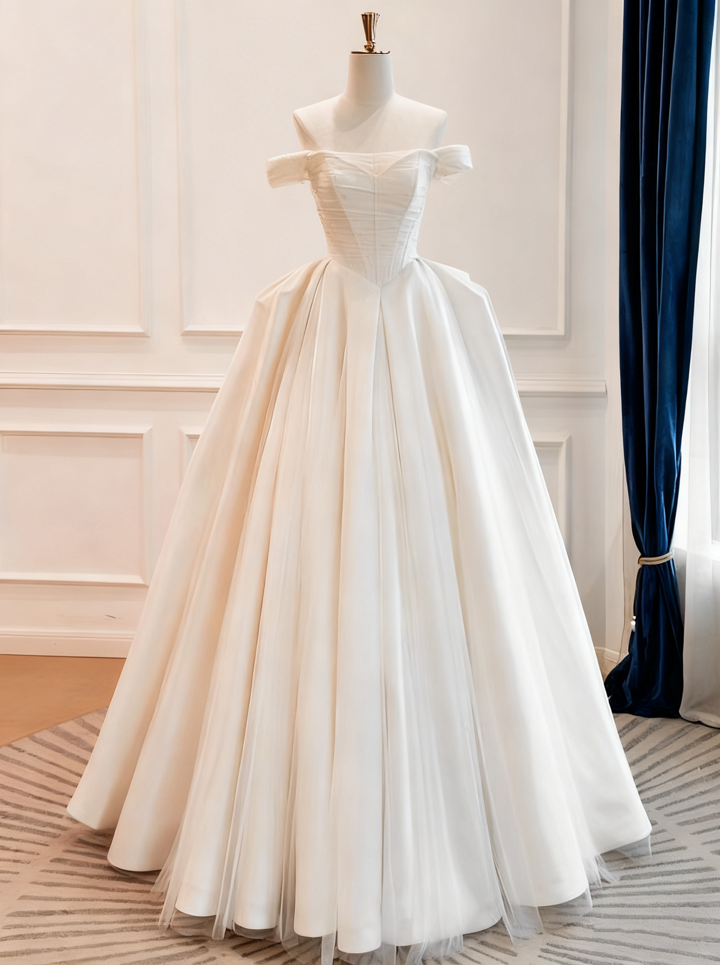 Robe de mariée beauté A-Line, décolleté en cœur, plissée, D3302