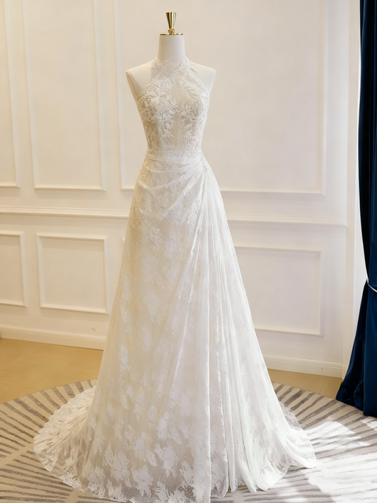 Robe de mariée beauté A-Line, décolleté en cœur, plissée, D3302