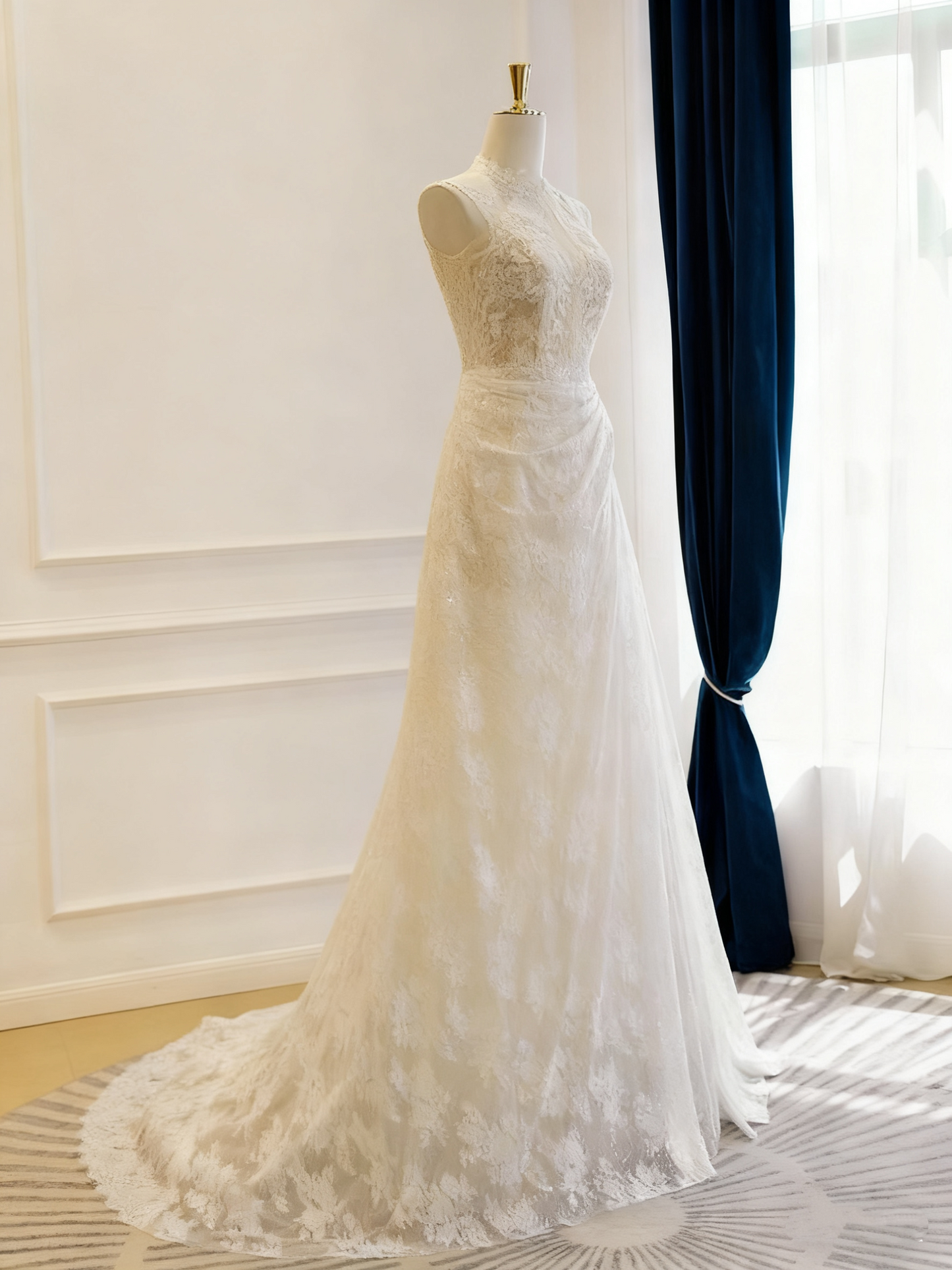Robe de mariée beauté A-Line, décolleté en cœur, plissée, D3302