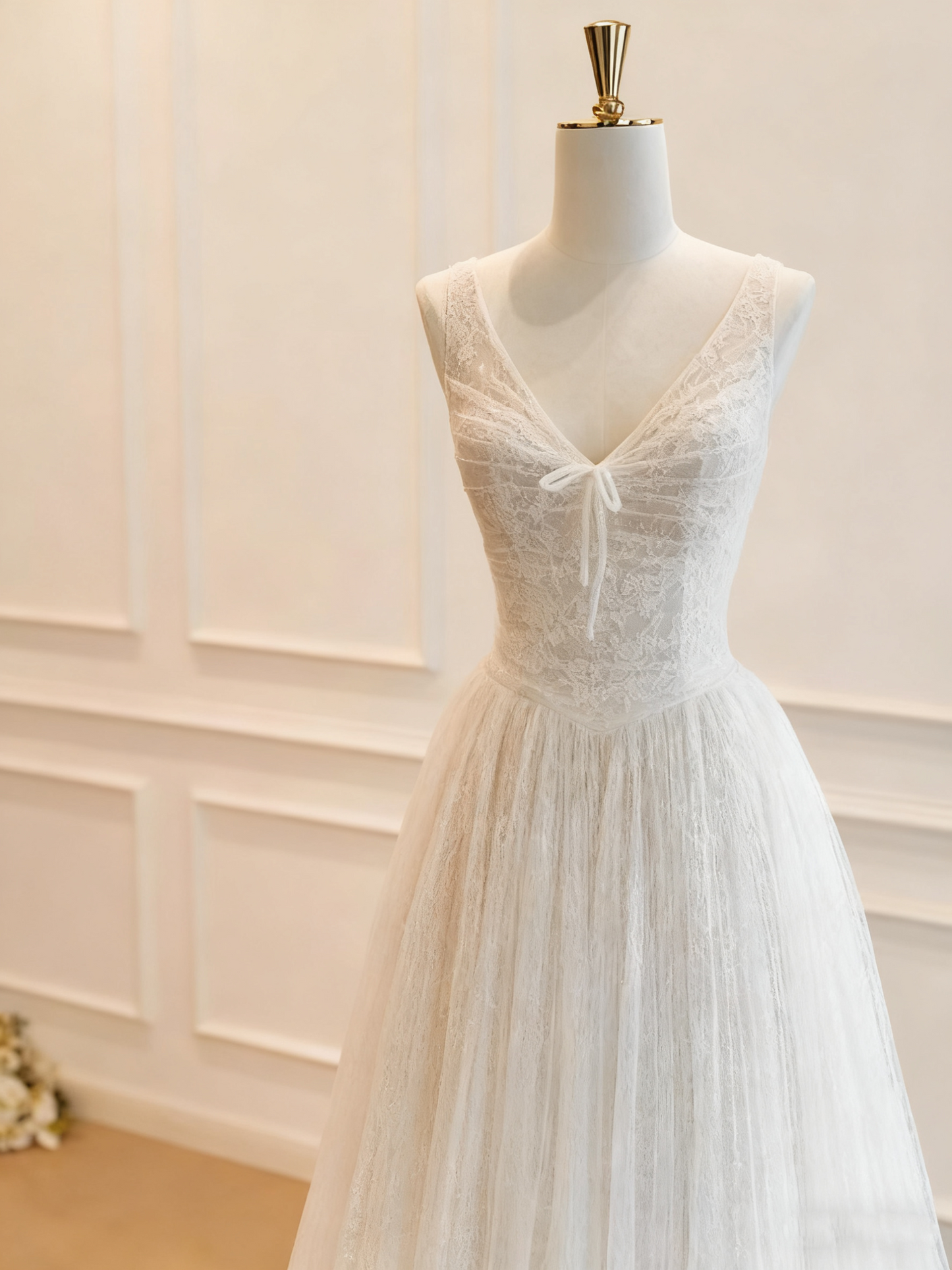 Robe de mariée beauté A-Line, décolleté en cœur, plissée, D3302