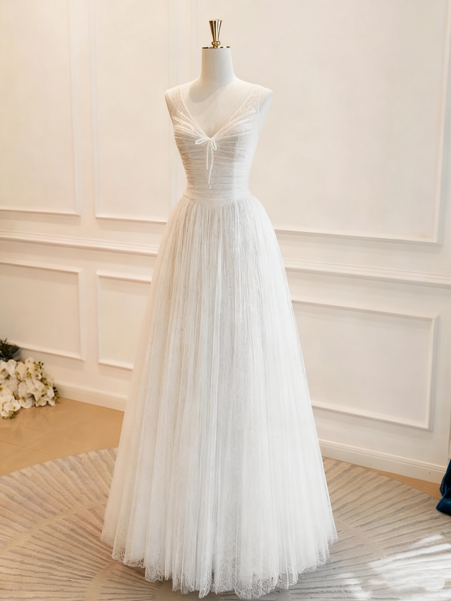 Robe de mariée beauté A-Line, décolleté en cœur, plissée, D3302
