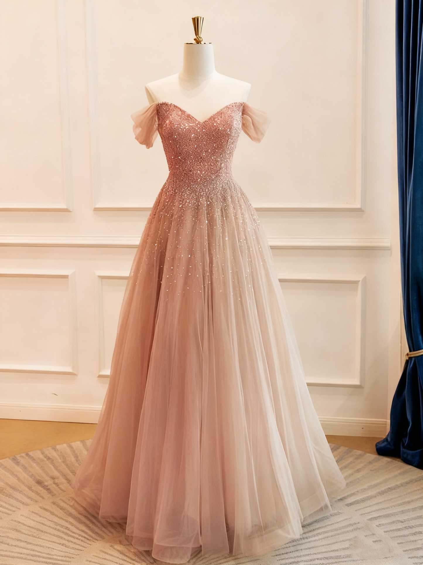 Shiny Prom Dress Sweetheart Pleated Tulle Evening Dress Gala Dress  D3781