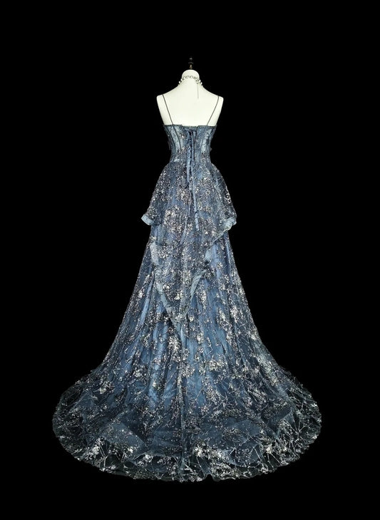 Gorgeous Prom Dress Spaghetti Straps Pleated Long Evening Dress Gala Dress  D3782