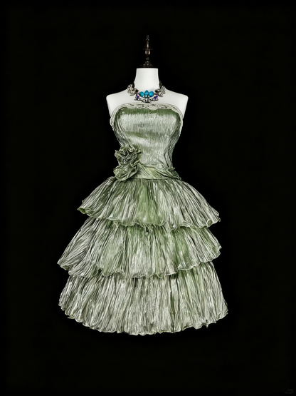 Cute Homecoming Dress Strapless Pleated Tiered Short Prom Dress Evening Dress Birthday Party Dress      D3784