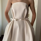 Minimalist Wedding Dress Strapless Pleated Wedding Dress  D3794