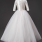 Minimalist Wedding Dress Square Neck Tulle Pleated Wedding Dress  D3796