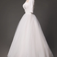 Minimalist Wedding Dress Square Neck Tulle Pleated Wedding Dress  D3796