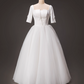 Minimalist Wedding Dress Square Neck Tulle Pleated Wedding Dress  D3796