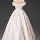 Minimalist Wedding Dress Off Shoulder Pleated Wedding Dress  D3797