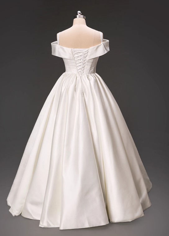 Minimalist Wedding Dress Off Shoulder Pleated Wedding Dress  D3797