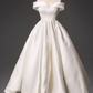 Minimalist Wedding Dress Off Shoulder Pleated Wedding Dress  D3797