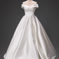 Minimalist Wedding Dress Off Shoulder Pleated Wedding Dress  D3797
