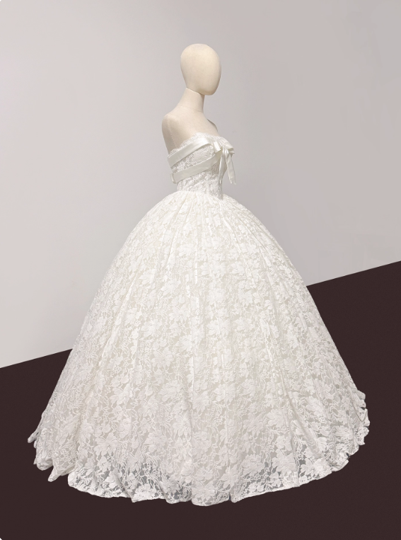 New Arrival Wedding Dress Strapless Lace Pleated Wedding Dress  D3798