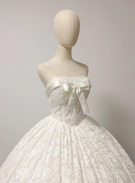 New Arrival Wedding Dress Strapless Lace Pleated Wedding Dress  D3798