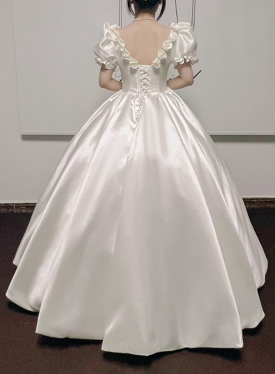 Retro Wedding Dress Off Shoulder Flower Wedding Dress  D3799