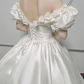 Retro Wedding Dress Off Shoulder Flower Wedding Dress  D3799