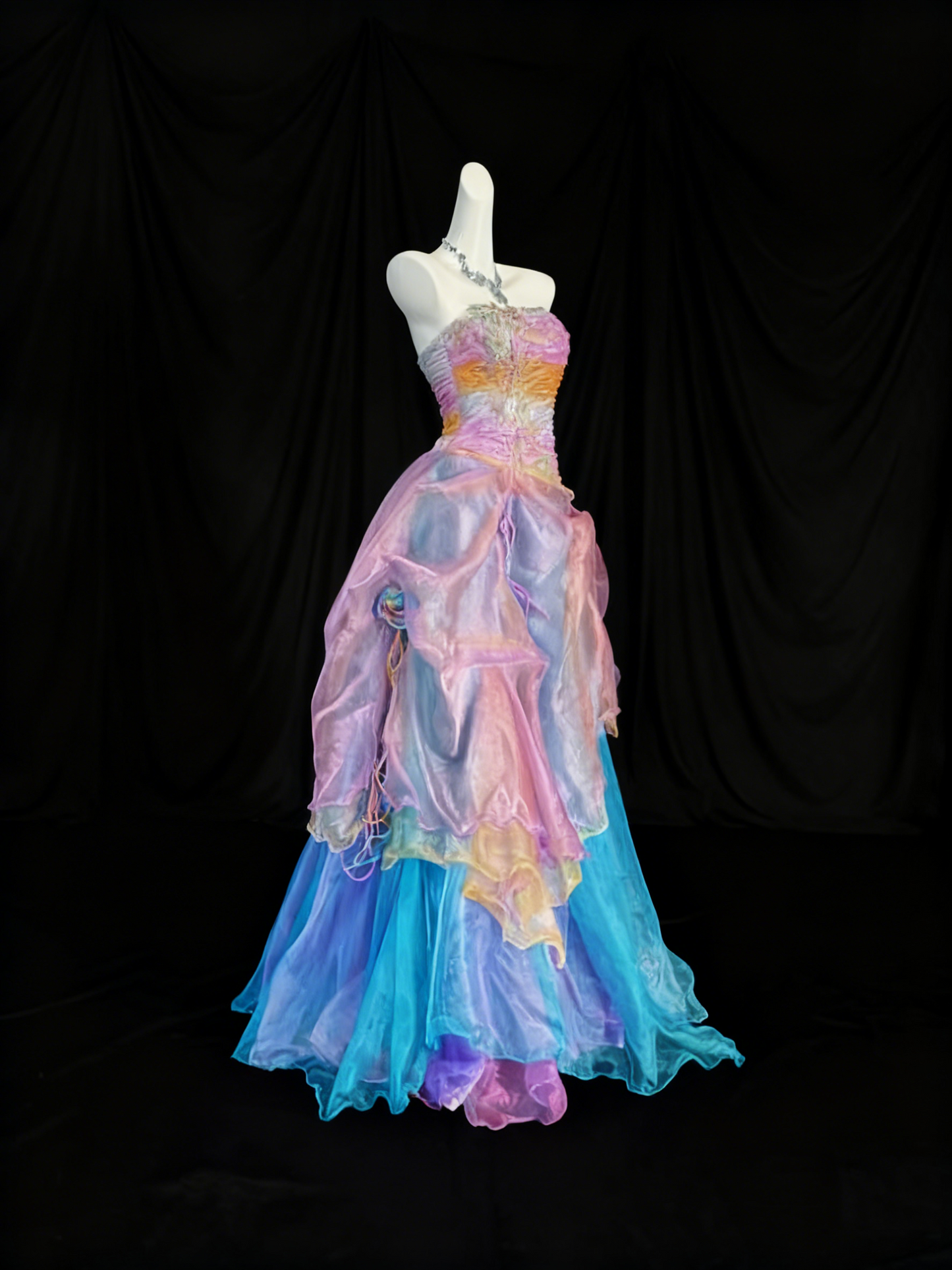 Colorful Prom Dress Strapless Pleated Evening Dress Quinceanera Dress Birthday Outfits   D3801