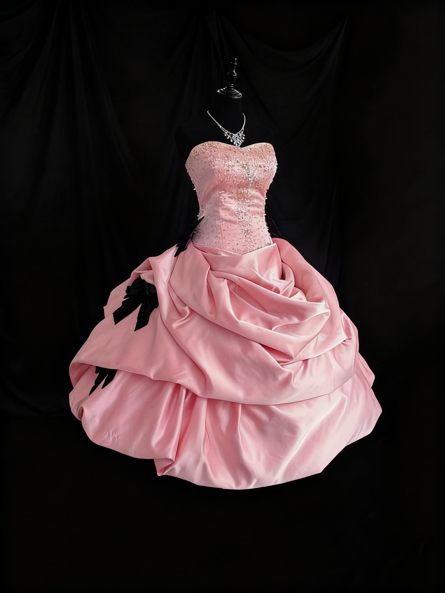 Cute Prom Dress Pink Strapless Pleated Ball Gown Quinceanera Dress Birthday Outfits     D3801