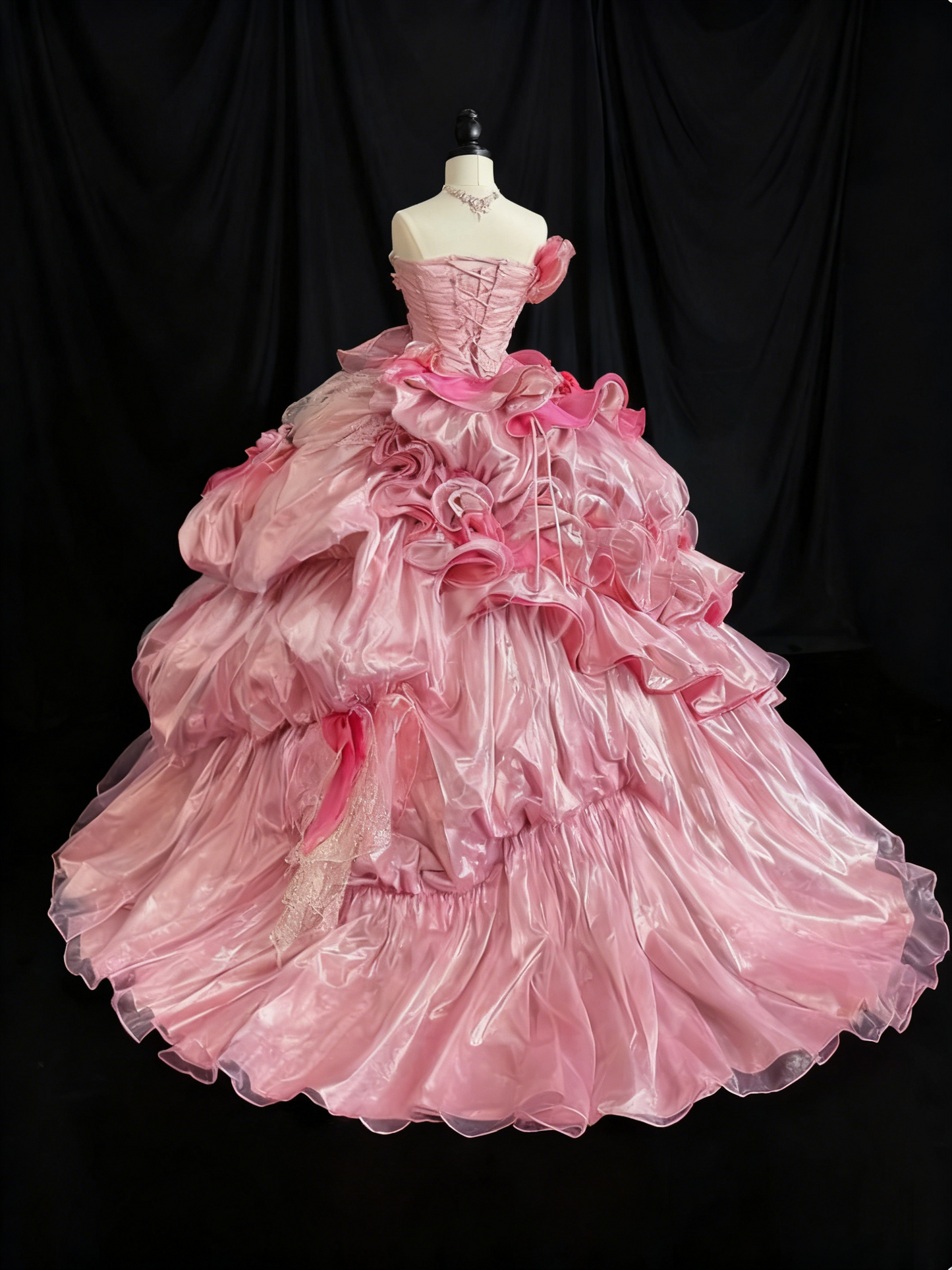 Gorgeous Prom Dress Strapless Ruffle Ball Gown Sweet 16 Dress Birthday Outfits      D3802