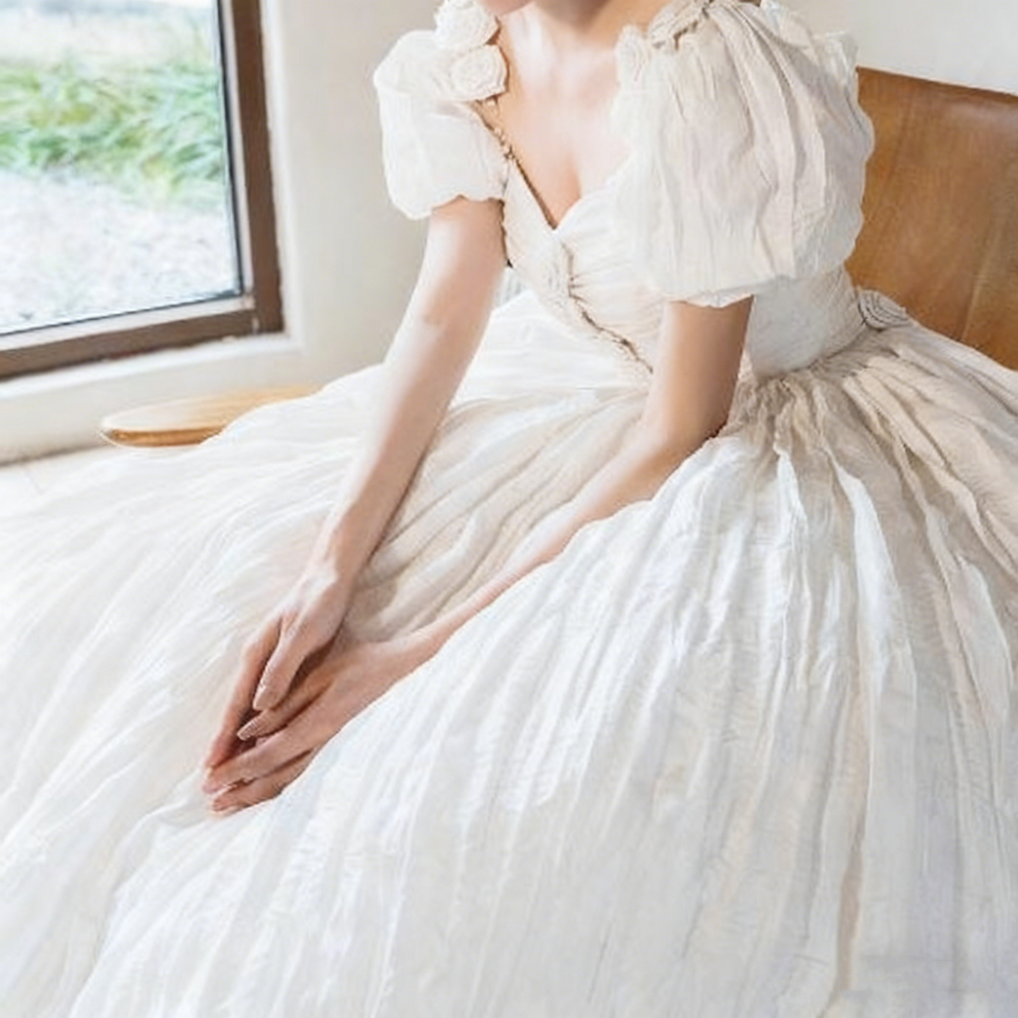 Beauty Brautkleid A-Linie Herzausschnitt Plissee Brautkleid D3302