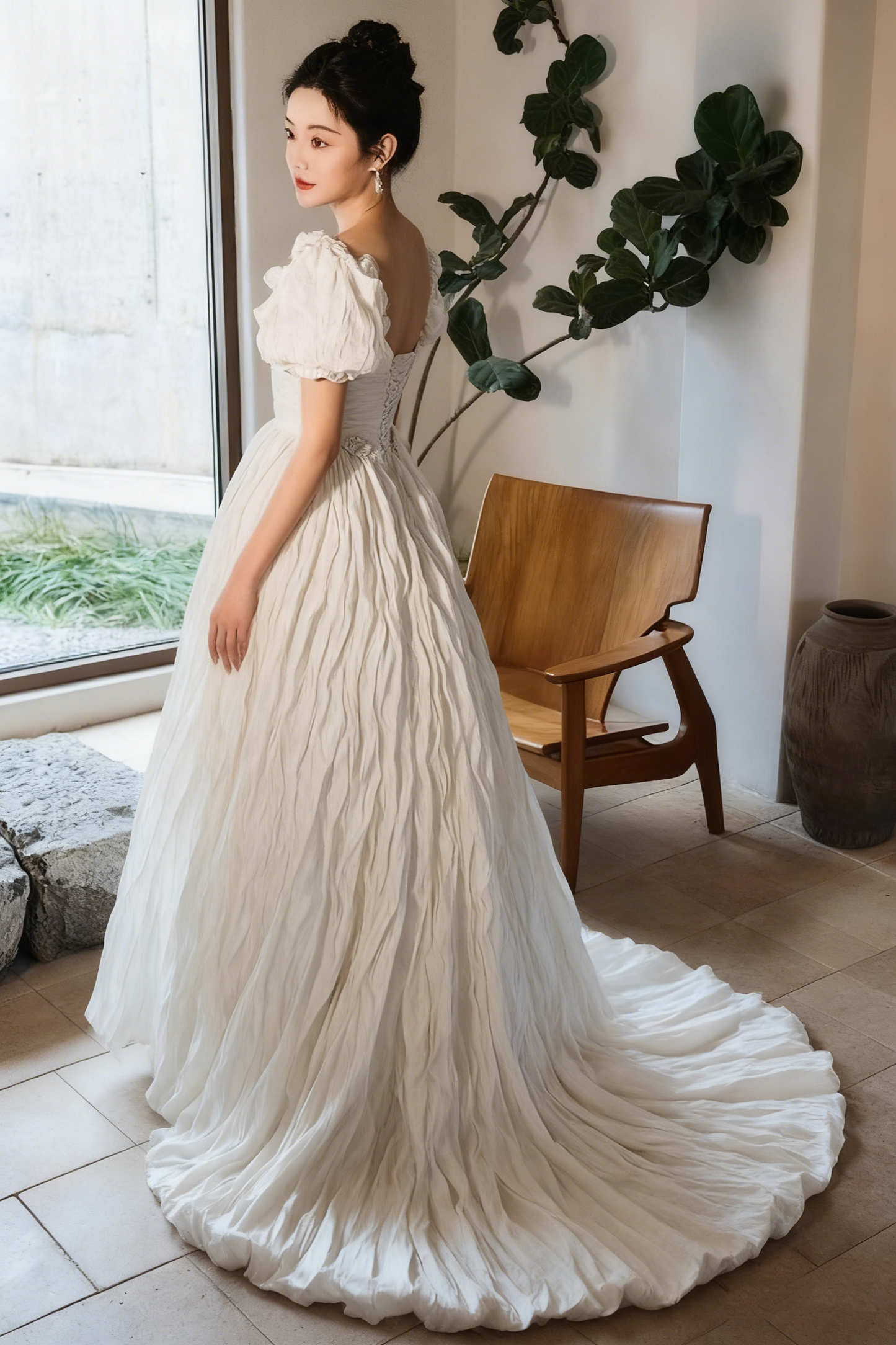 Beauty Brautkleid A-Linie Herzausschnitt Plissee Brautkleid D3302