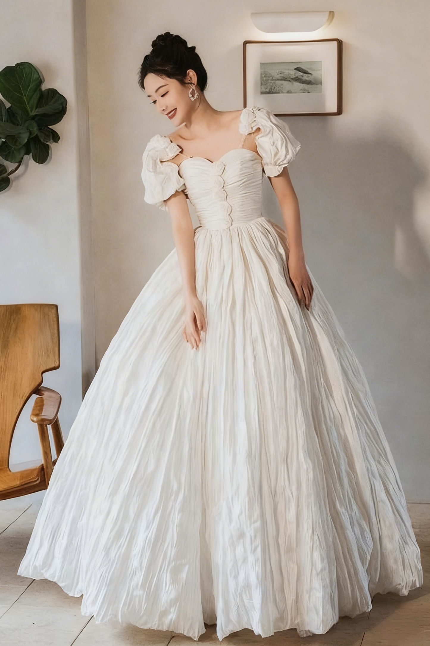 Beauty Brautkleid A-Linie Herzausschnitt Plissee Brautkleid D3302
