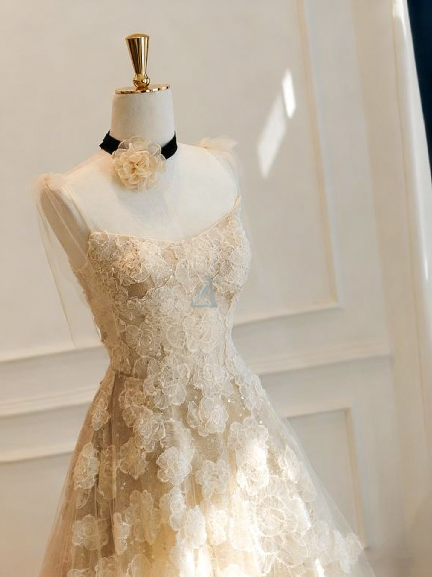 New Design Prom Dress Spaghetti Straps Flower Evening Dress Gala Dress Birthday Party Dress   D3808