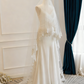 Minimalist Wedding Dress V-neck Pleated Wedding Dress  D3810