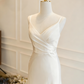Minimalist Wedding Dress V-neck Pleated Wedding Dress  D3810