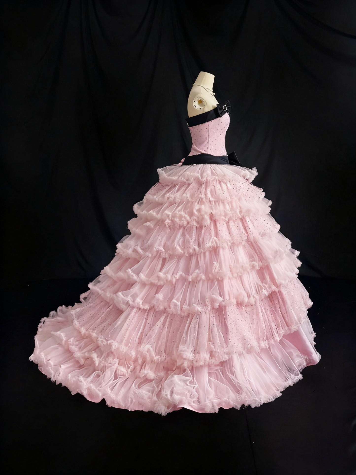 Beauty Prom Dress Strapless Pleated Tulle Ball Gown Quinceanera Dress Birthday Outfits     D3815