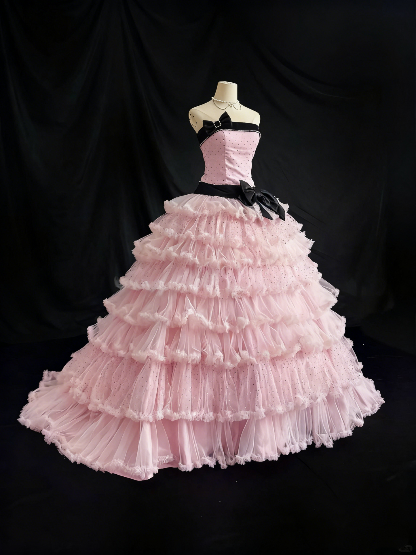 Beauty Prom Dress Strapless Pleated Tulle Ball Gown Quinceanera Dress Birthday Outfits     D3815