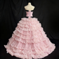 Beauty Prom Dress Strapless Pleated Tulle Ball Gown Quinceanera Dress Birthday Outfits     D3815
