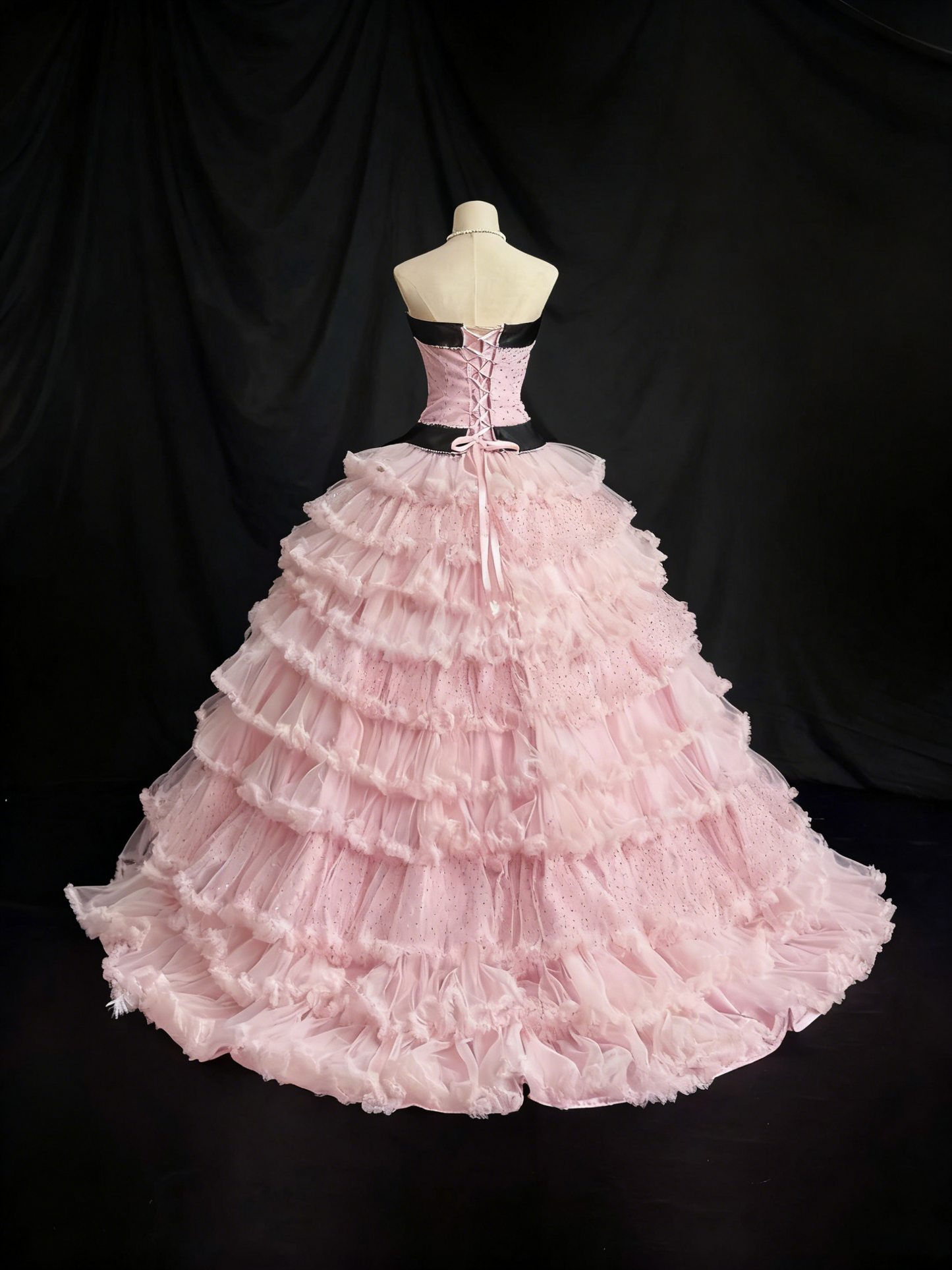 Beauty Prom Dress Strapless Pleated Tulle Ball Gown Quinceanera Dress Birthday Outfits     D3815