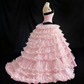 Beauty Prom Dress Strapless Pleated Tulle Ball Gown Quinceanera Dress Birthday Outfits     D3815
