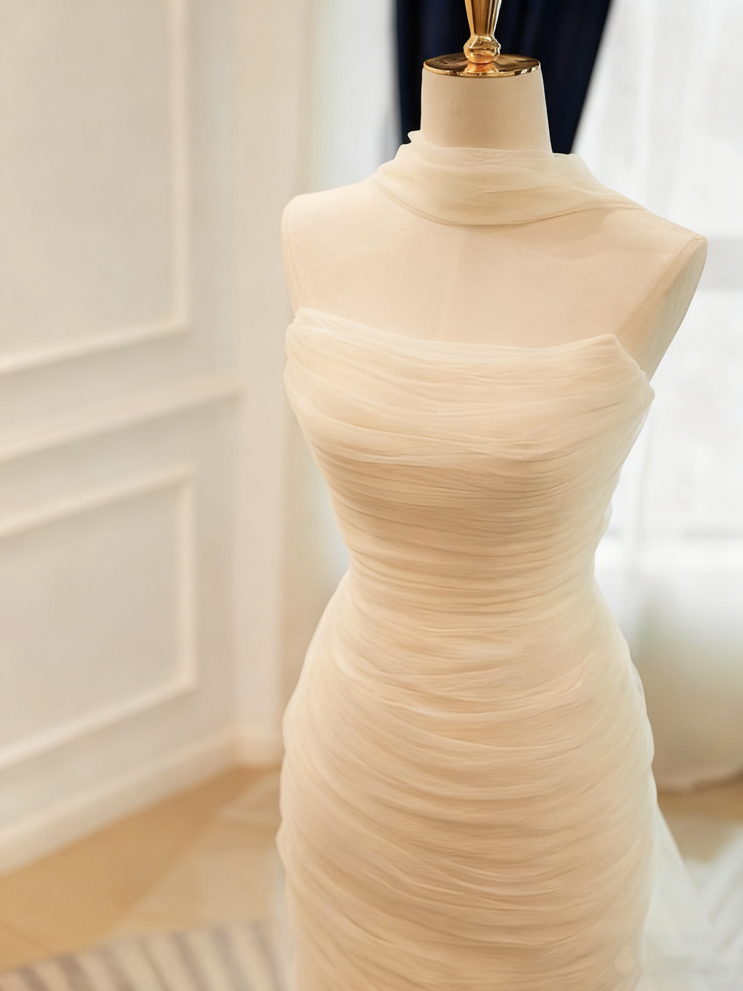 New Arrival Wedding Dress Strapless Tulle Pleated Mermaid Wedding Dress  D3819