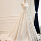 Minimalist Wedding Dress Strapless Bowknot Pleated Wedding Dress  D3820