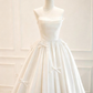 Minimalist Wedding Dress Strapless Bowknot Pleated Wedding Dress  D3820