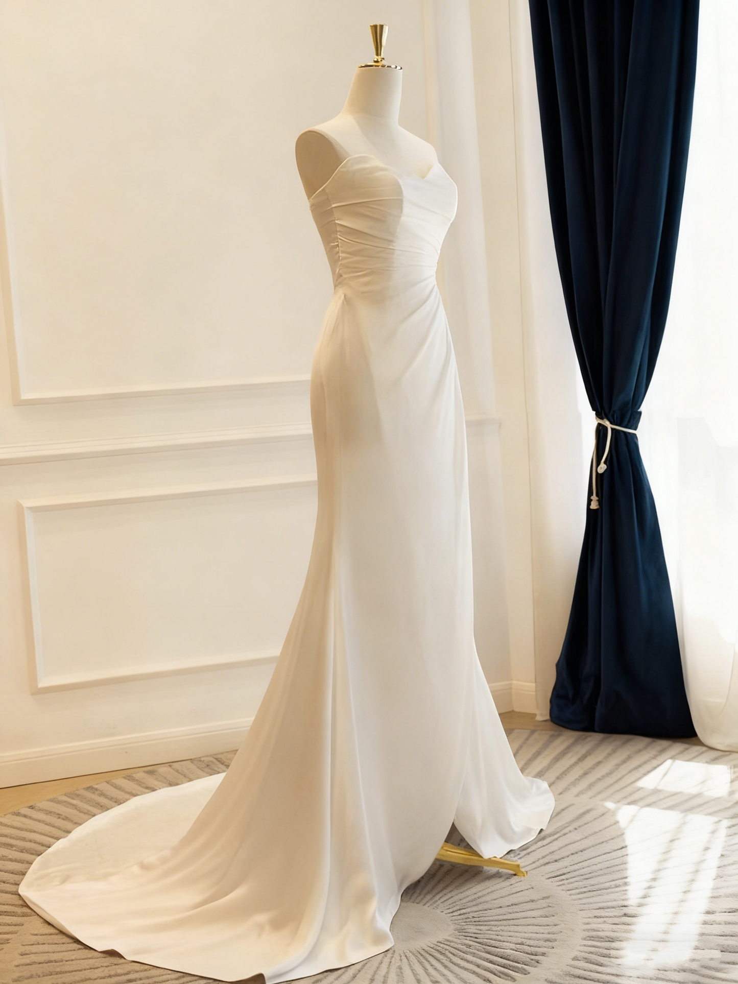 Minimalist Wedding Dresss Sweetheart Pleated Wedding Dress  D3821