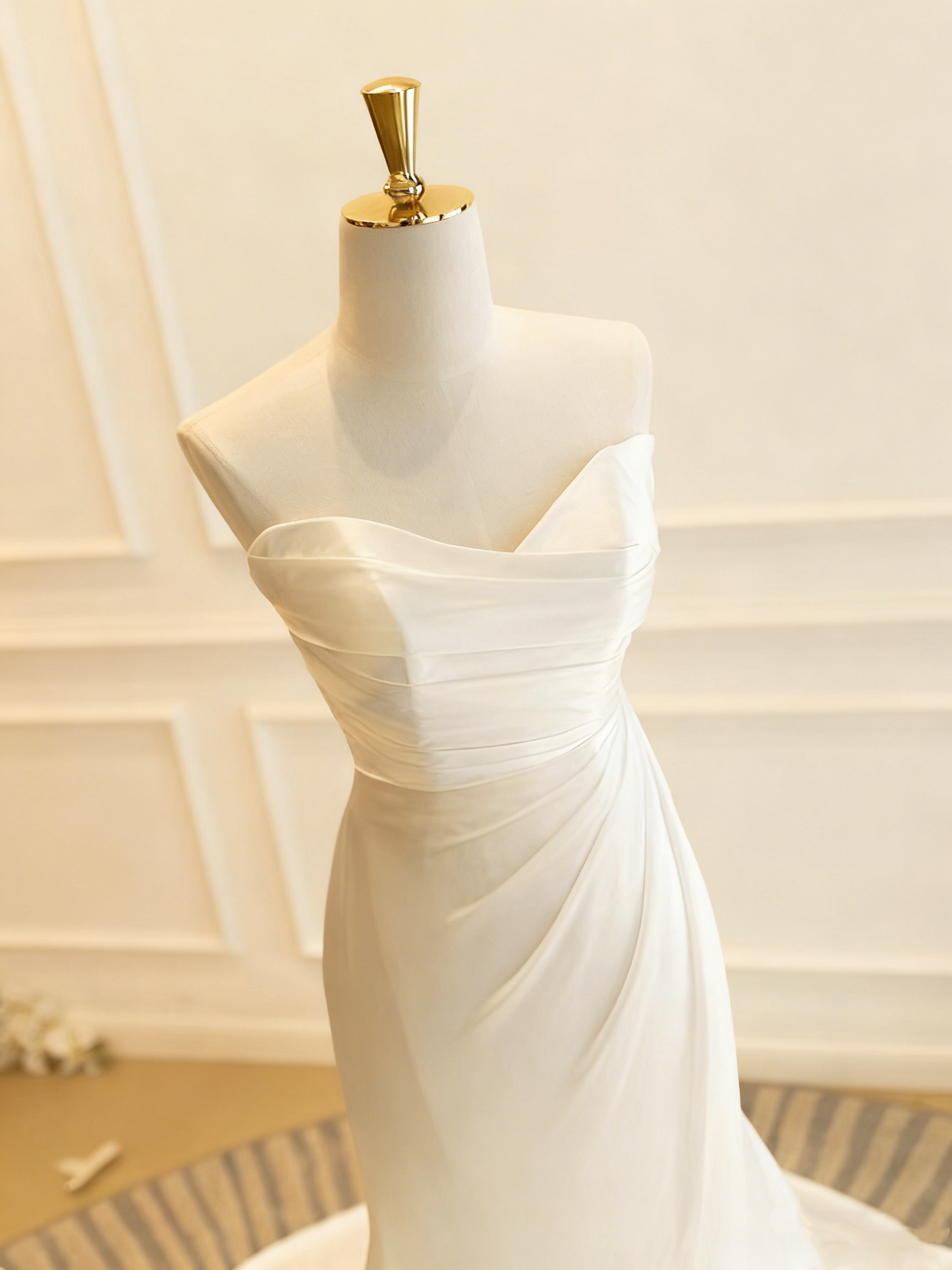 Minimalist Wedding Dresss Sweetheart Pleated Wedding Dress  D3821