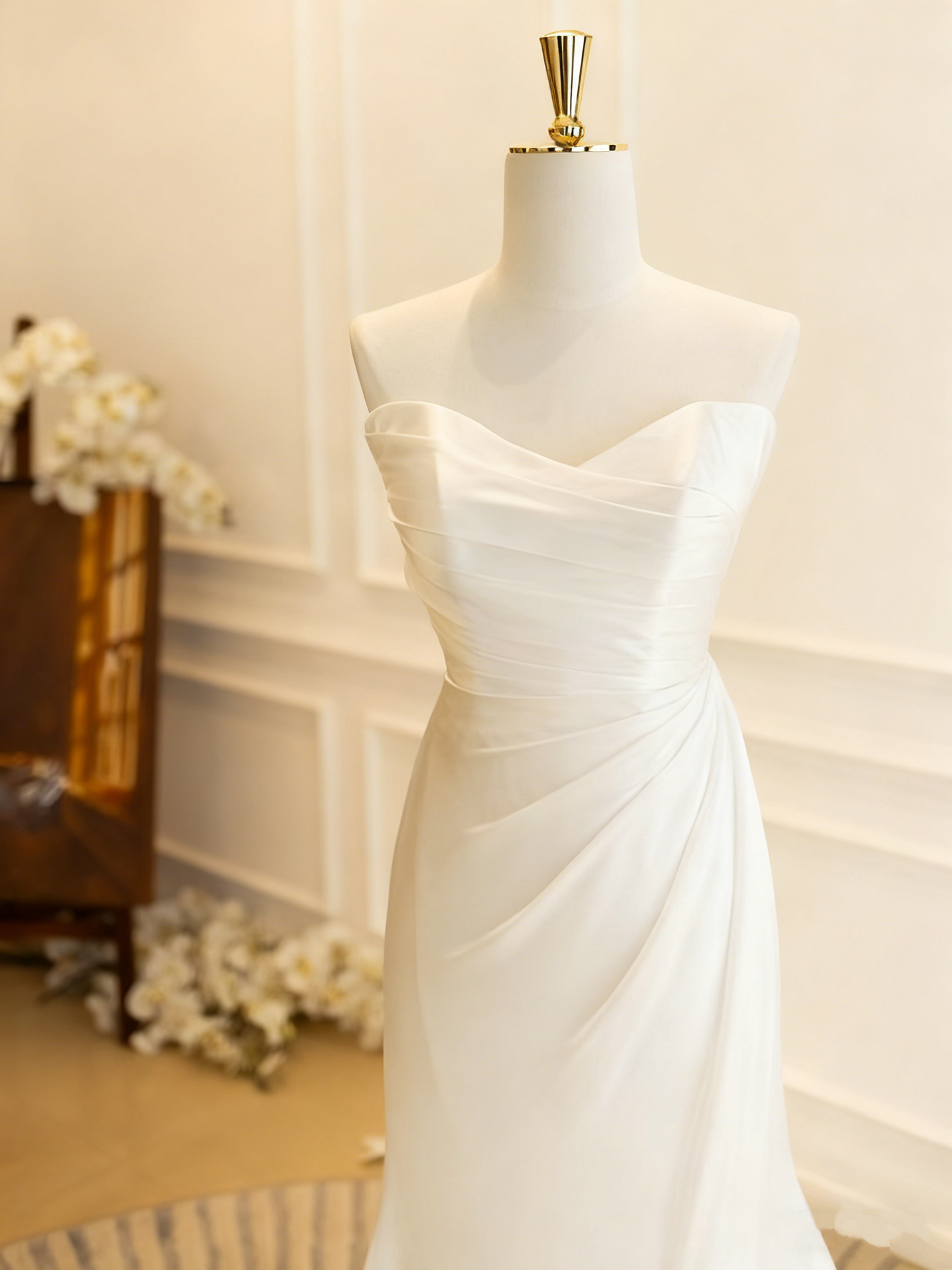 Minimalist Wedding Dresss Sweetheart Pleated Wedding Dress  D3821