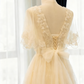 Retro Wedding Dress V-neck Tulle Pleated Wedding Dress   D3823