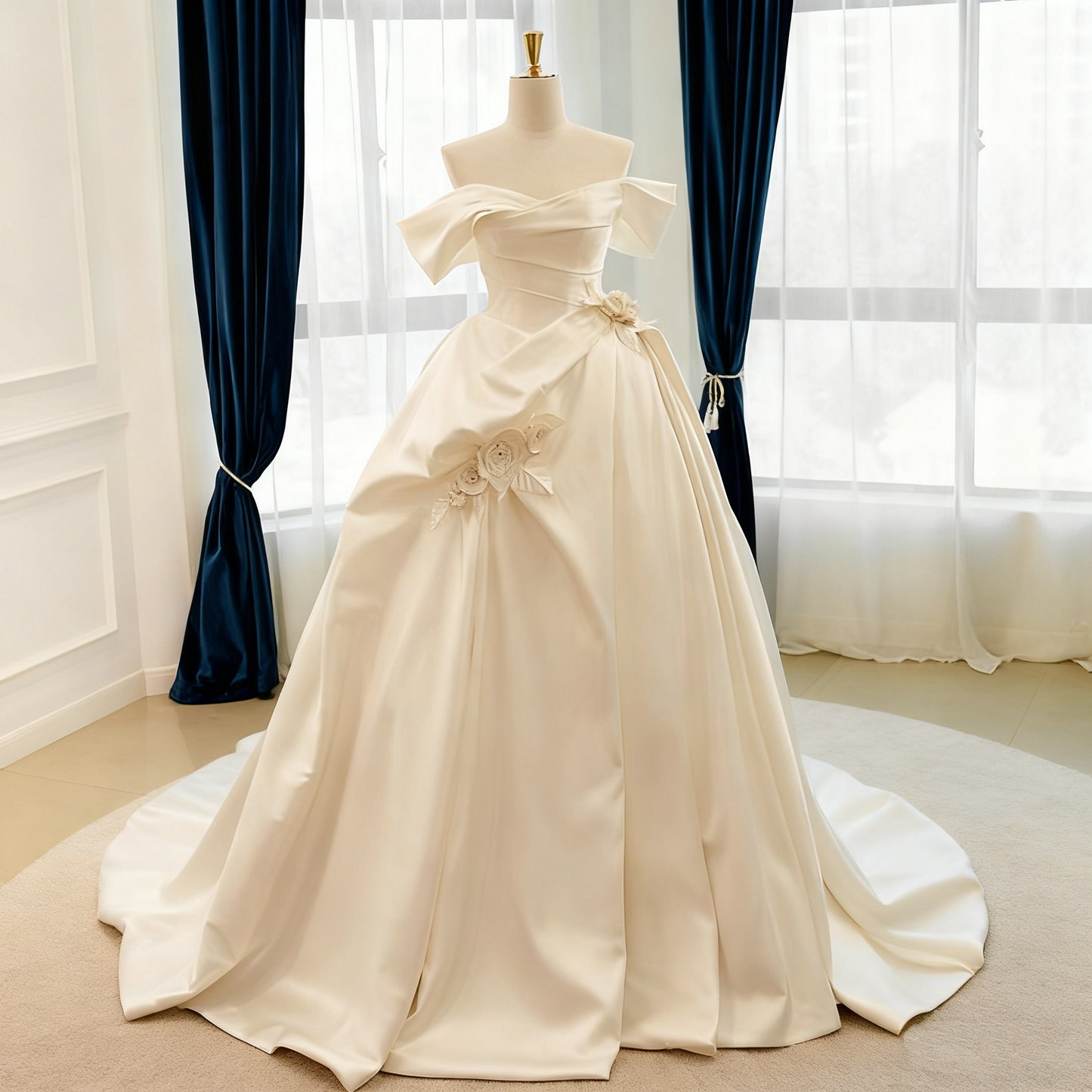 Pretty Wedding Dress Off Shoulder Pleated Wedding Dress    D3824