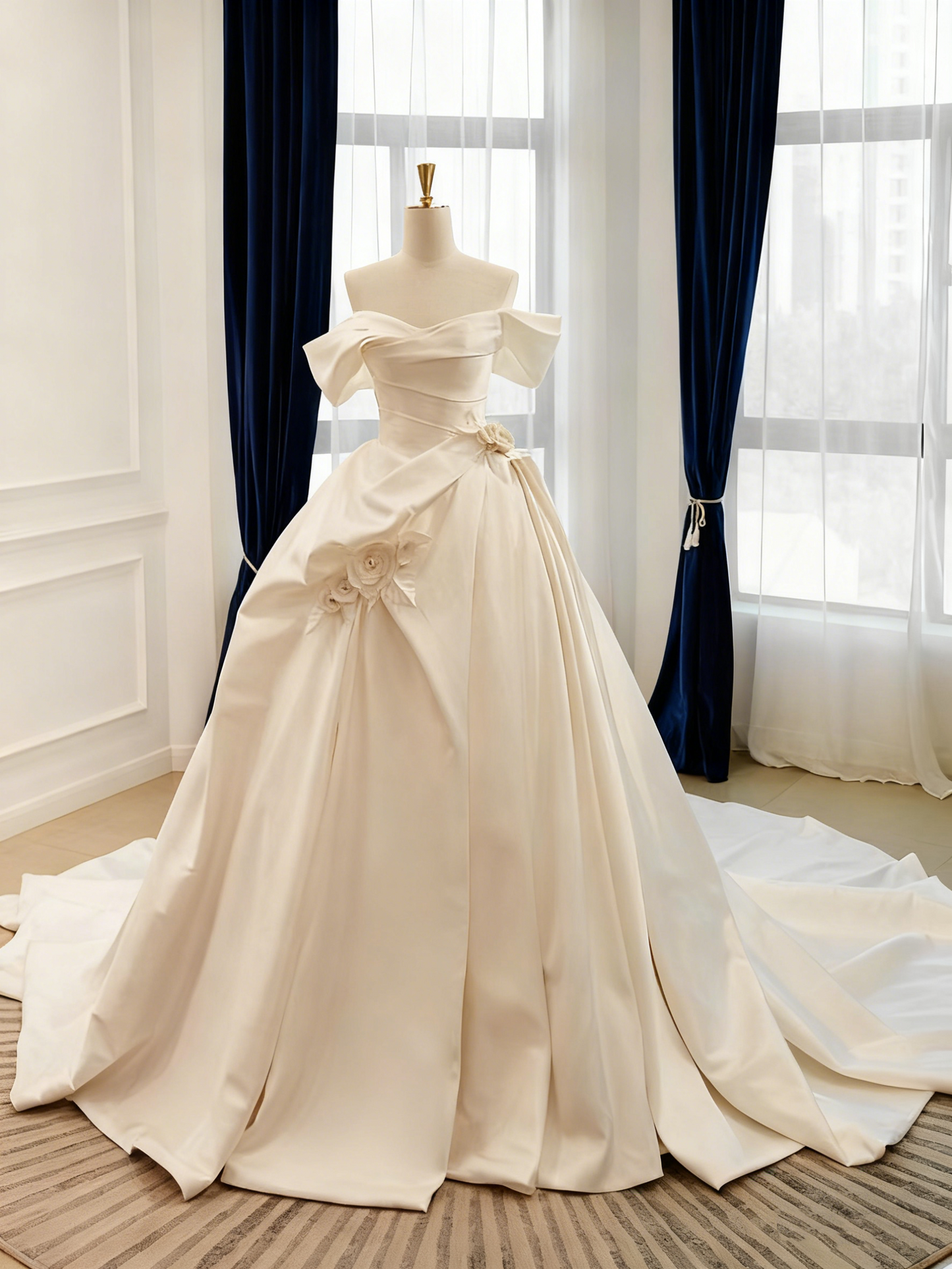 Pretty Wedding Dress Off Shoulder Pleated Wedding Dress    D3824