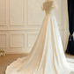 Vintage Wedding Dress Short Sleeves Backless Pleated Wedding Dress     D3825