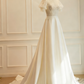 Vintage Wedding Dress Short Sleeves Backless Pleated Wedding Dress     D3825
