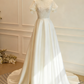 Vintage Wedding Dress Short Sleeves Backless Pleated Wedding Dress     D3825