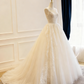 Gorgeous Wedding Dress Crew Neck Pleated Tulle Wedding Dress     D3827