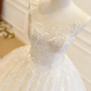 Gorgeous Wedding Dress Crew Neck Pleated Tulle Wedding Dress     D3827